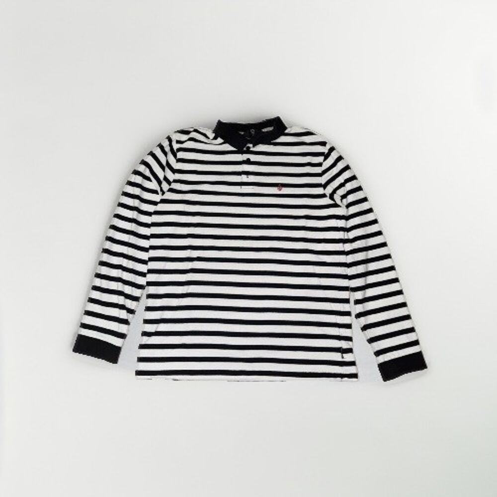 Volcom Long Sleeve Striped Polo Shirt White Black Medium 19x24